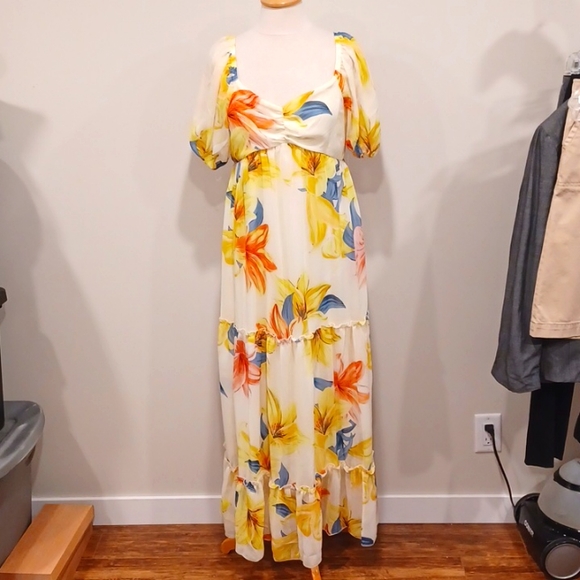 Kate Lily Floral Pull On Tiered Empire Waist Maxi Dress NEW- Sz. 8 - Picture 9 of 9